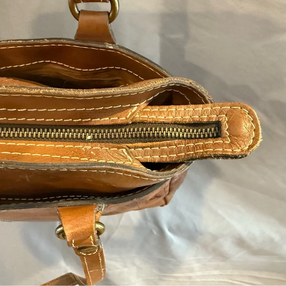 Patricia Nash Map Leather Tote Vintage Inspired Old World Travel Bag Pre-owned - Picture 11 of 16